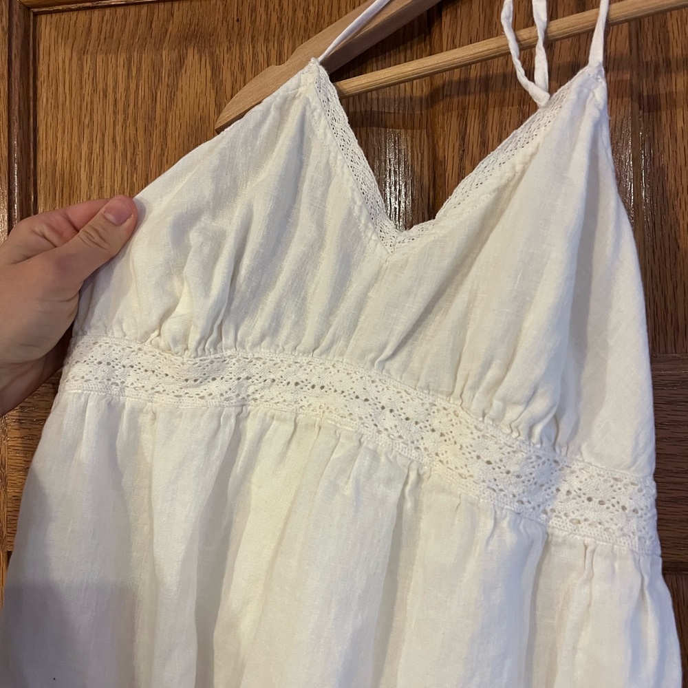 Old Navy White Linen Lacey Dress - Picture 2 of 6